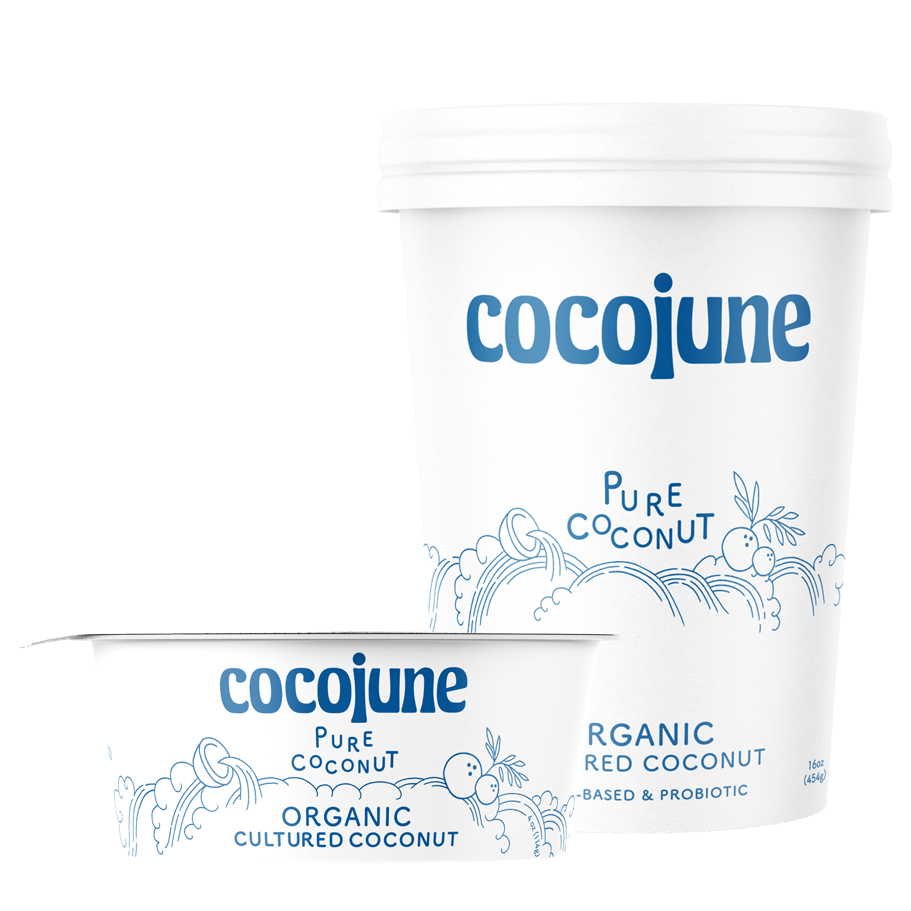 4oz and 16oz Pure Coconut cocojune yogurt