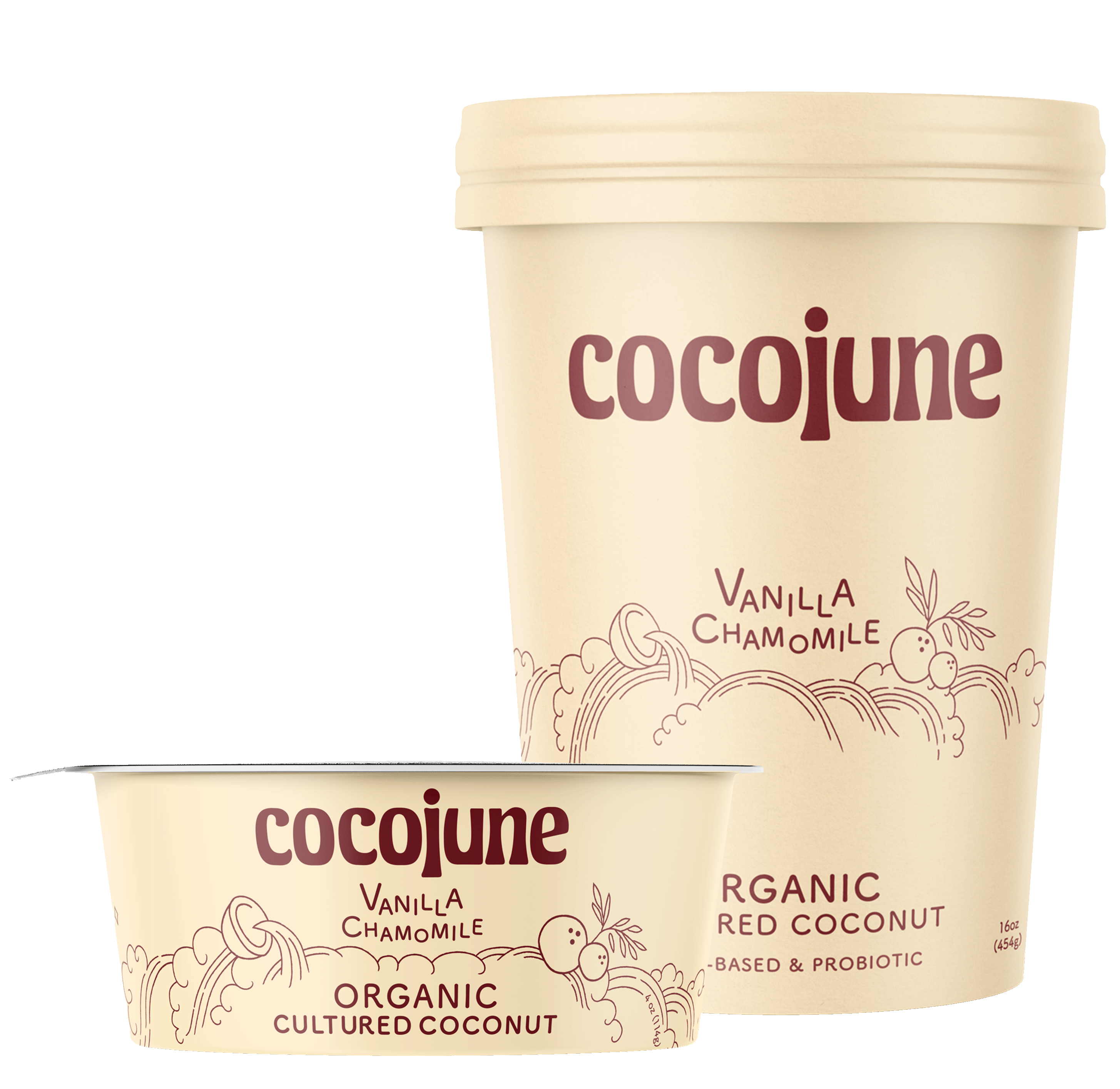 4oz and 16oz Vanilla Chamomile cocojune Yogurt