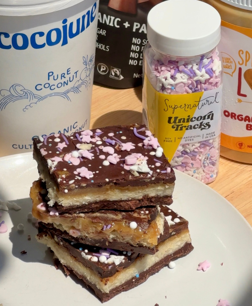 No Bake Chocolate Coconut Caramel Bliss Bars