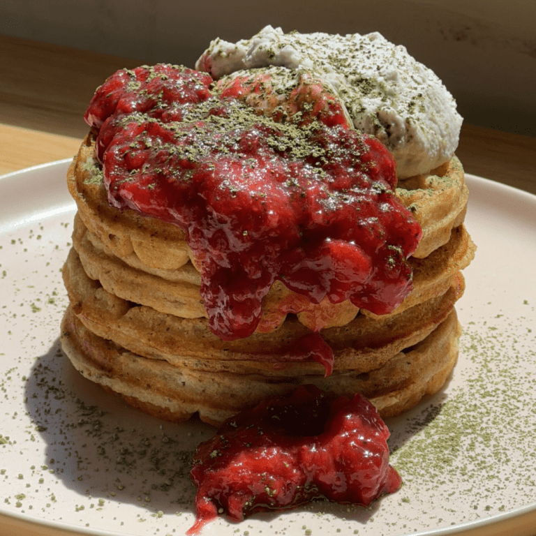 Strawberry Matcha Waffles